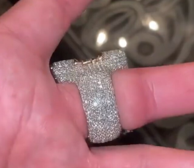 Pre-owned Online0369 3.88ct Cubic Zirconia Custom Any 3d Initial Letter Fully Filled Ring Silver In White