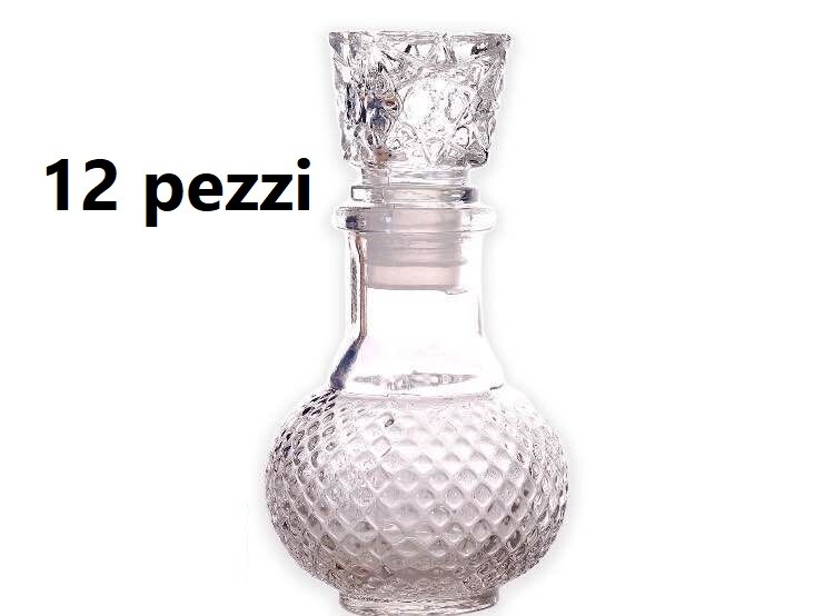 Set 12 Pezzi Bottiglia Decorata Vetro Liquori Bevande Ovale 160ml sus