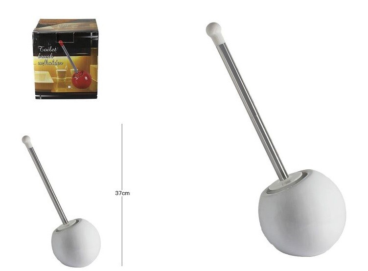 PortaScopino Porta Scopino + Scopettino Wc Bagno Water Ceramica Sfera Bianca dfh