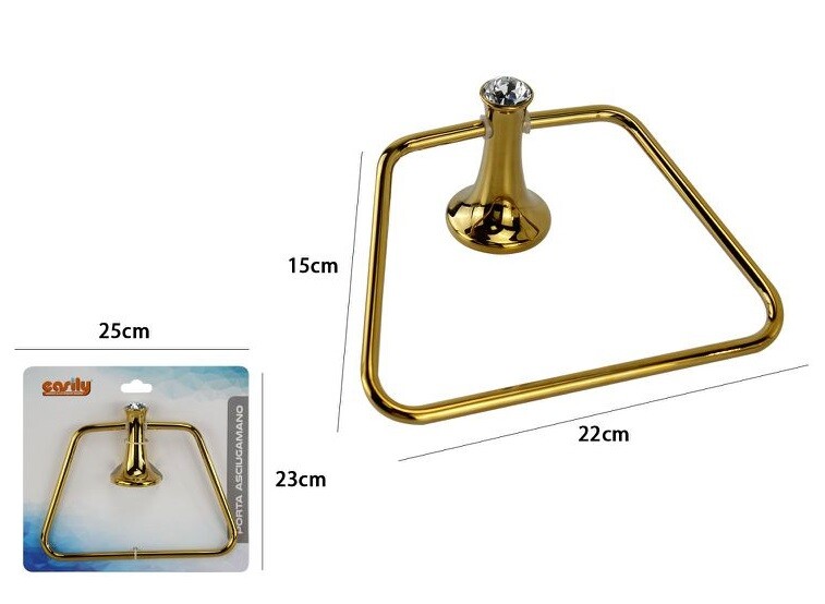Anello Porta Asciugamano Moderno Fissaggio a Parete Trapezio Dorato dfh