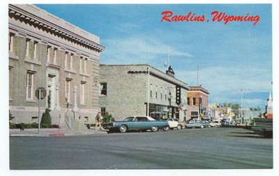 Rawlins WY Vintage Street View Postcard ~ Wyoming