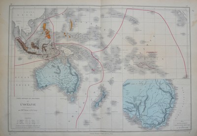 1880 Australien Australia Ozeanien Neuseeland New Zealand Stahlstich Karte