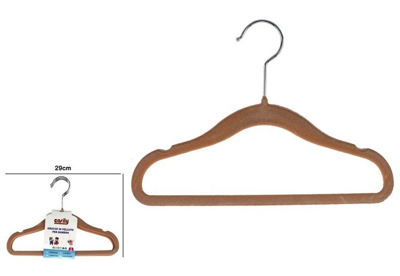 Set 3 Grucce Stampelle Appendiabito Velluto Bambini Vestiti Pantaloni dfh