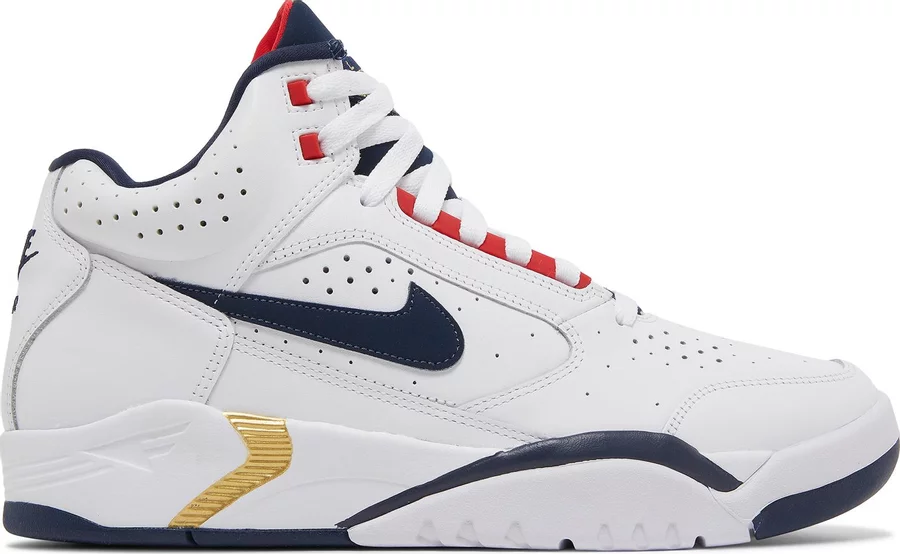 

Мужские кроссовки Nike Air Flight Lite Mid Olympic White Midnight Navy Blue DD1173-100 10,5, Белый, Nike Air Flight Lite