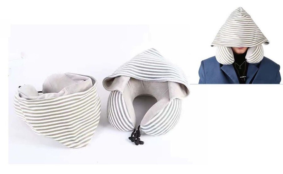 Cuscino Da Viaggio Collare Per Il Collo Con Cappuccio Felpa Dormire Relax cir