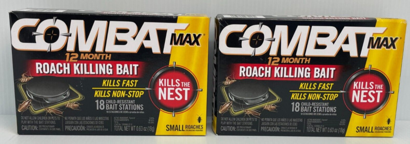2x Combat Max Roach Killing Bait Station 18 Traps - Free Shipping 