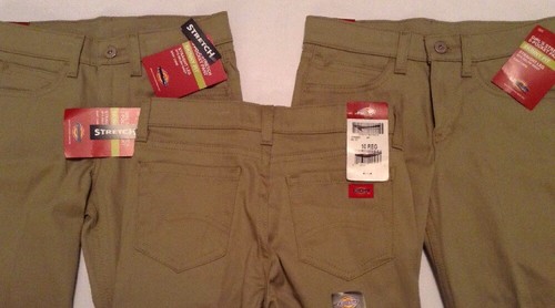 Lot of 3  Dickies Girls Khaki Pants Stretch Skinny Fit Tan Size 10 Regular NWT