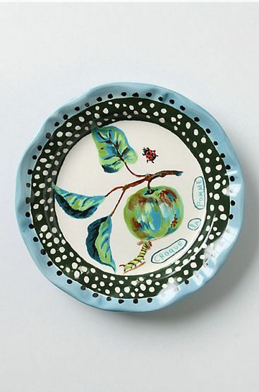 Anthropologie Plate Nathalie Lete Apple Croque Pomme Ladybug Worm French 10 Nib Ebay