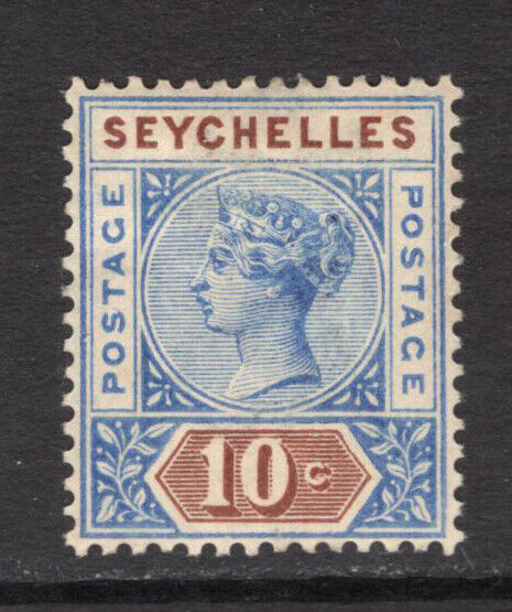 M18930 Seychelles 1892 SG12 - 10c bright ultramarine & brown