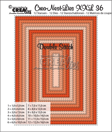 Crealies Crea-Nest-Lies XXL no. 36 Double Stitch Stanzschablone Rechteck