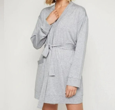 FourLaps Status Wrap Gym Robe Women's Small Gray Heather Belted NWT $98.