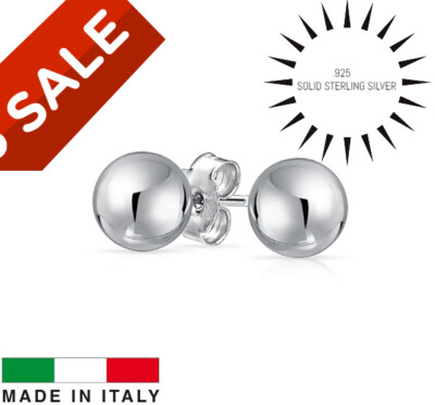 Solid .925 Sterling Silver Ball Studs