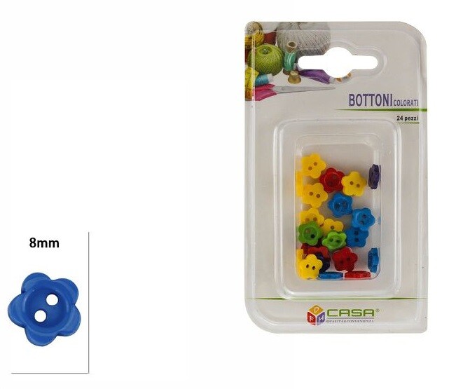 Confezione 24 Pezzi Bottoni Colorati A Forma Di Fiore dfh