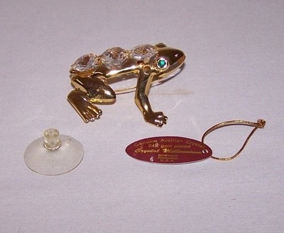 24K GOLD PLATED GENUINE AUSTRIAN CRYSTAL FROG ORNAMENT OR SUN CATCHER NWT