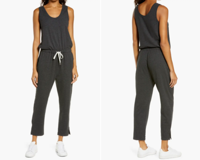 Укороченный комбинезон ZELLA Nordstrom Grey Gwen с трикотажными брюками без рукавов и завязками XS = 0/2