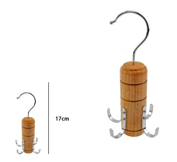 Gruccia Multipla Salvaspazio Legno Metallo Con 4 Ganci Vestiti Asciugamani dfh