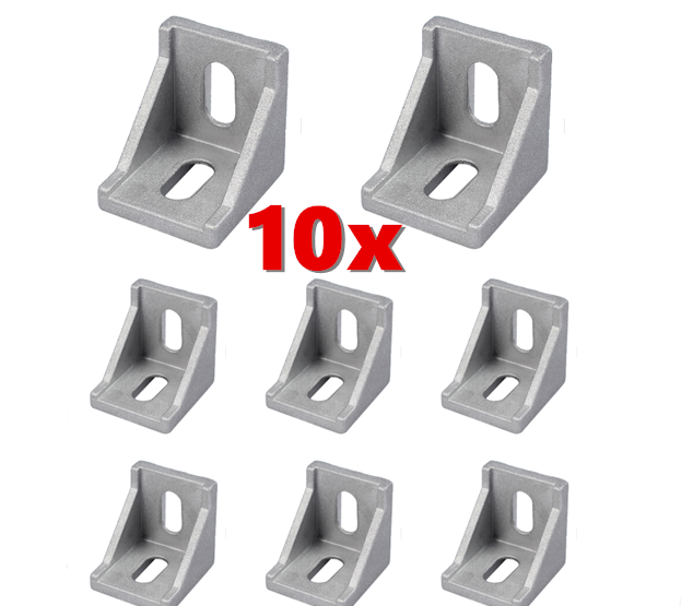 10x Winkel 40x40 Nut 8 leicht mit Befestigung für Alu-Profil 4040 N8 Item Raster