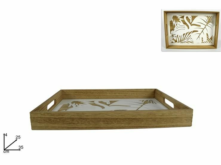 Vassoio Rettangolare Fantasia Tropicale In Legno dfh