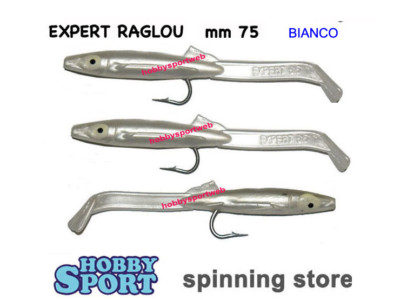 RAGLOU EXPERT 75 MM BIANCO  CONF 3 PZ SPINNING MARE TRAINA BARCHINO