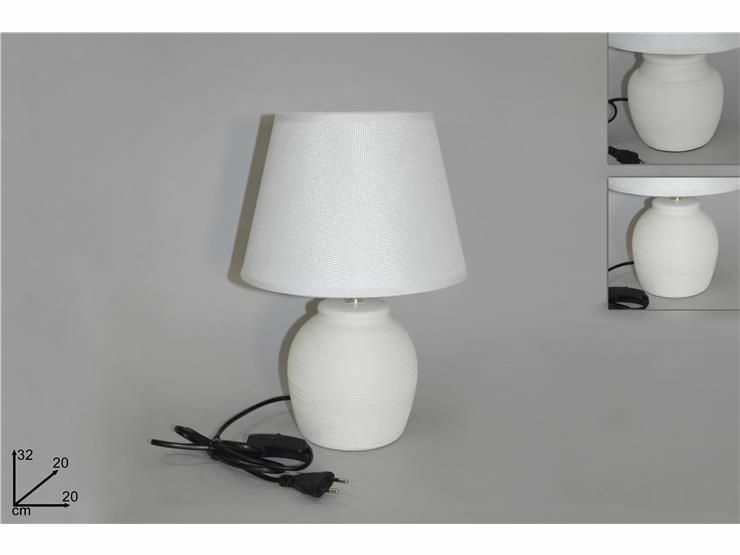 Lume Lampada Abat Jour Comodino Comò 32cm Luce Bianca Pietra Moderna Dfh