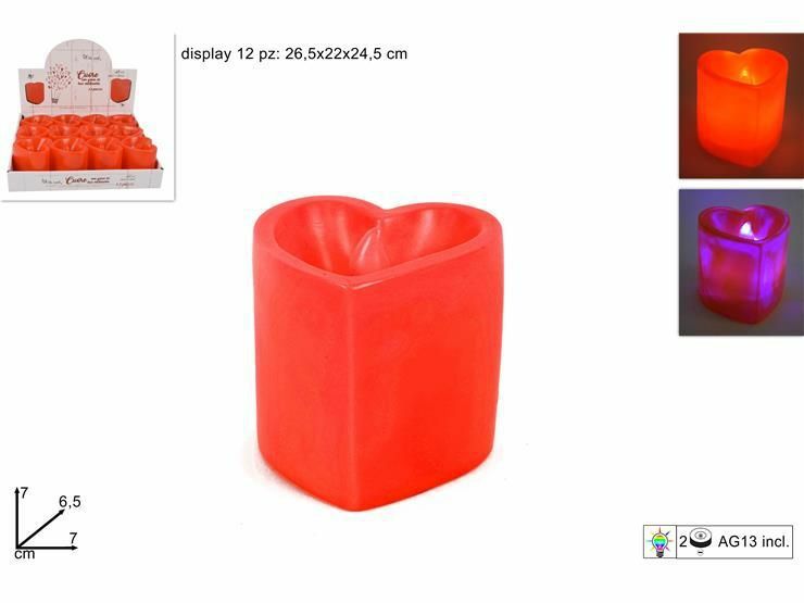 Set 12 Pz Candele Led Lumini Forma Di Cuore Rossi Batteria Luce Decorazione dfh