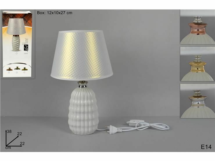 Lume Lampada Abat Jour Comodino Comò 38cm Righe Luce Moderna E14 dfh