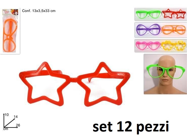 Set 12 Pezzi Occhiali Giganti Grandi Scherzo Feste Party Carnevale dfh