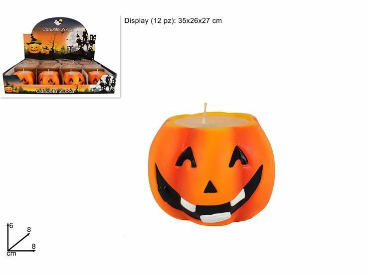 Set 12 Pezzi Zucca Con Candela Cera Decorazione Festa Halloween dfh