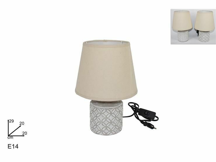 Lume Lampada Abat Jour Comodino Comò 29cm Luce Pietra Paralume Canvas dfh