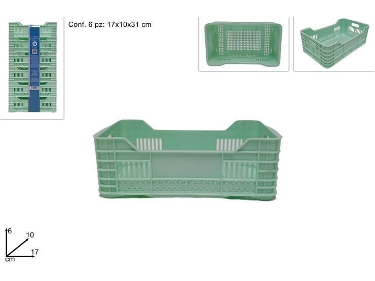 Set 6 Pezzi Cassette In Plastica Multiuso 17x10x6cm Verde dfh
