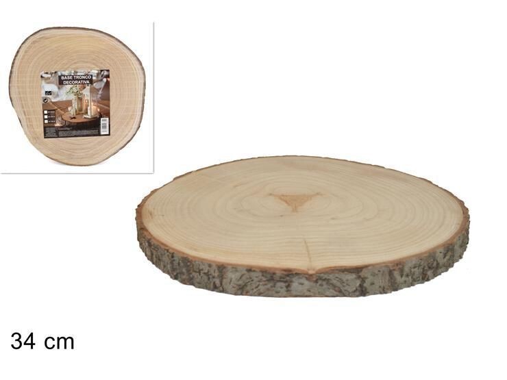 Base Tronco Legno Naturale Decorativa Disco Diametro 34cm dfh