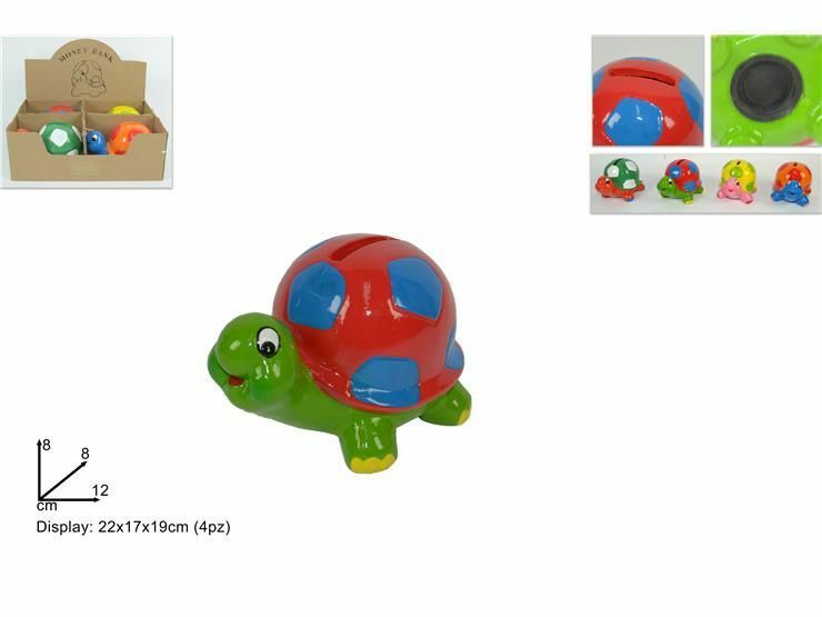 Set 4 Pezzi Salvadanaio Tartaruga Colorato 12cm Ceramica Monete Porta Soldi dfh