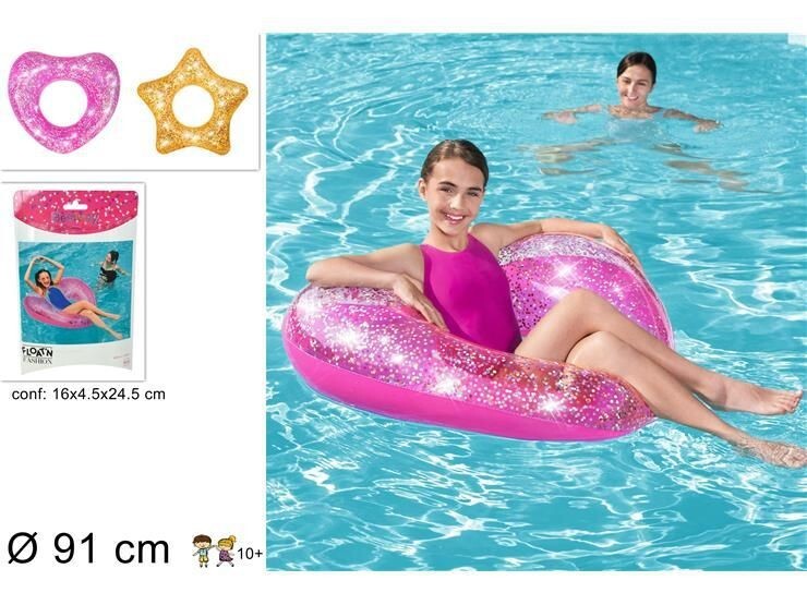 Salvagente Gonfiabile Glitter 91cm Bambini Mare Piscina Estate dfh
