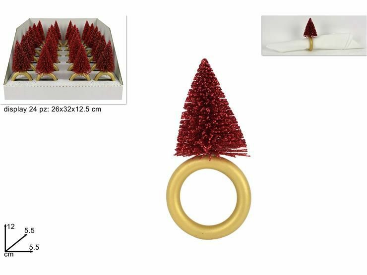 Set 24 Pezzi Anello Porta Tovaglioli Albero Di Natale Rosso Decorazione dfh