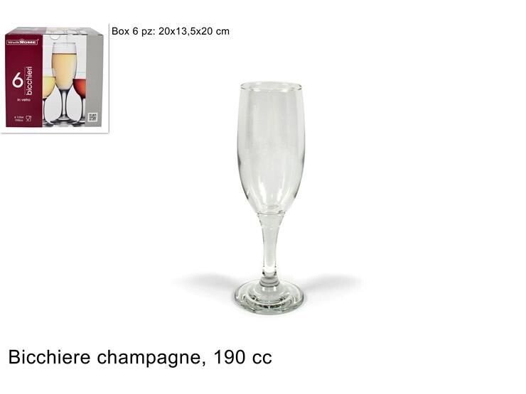 Set 6 Pezzi Bicchieri Calici Vetro 190cc Misket Champagne dfh