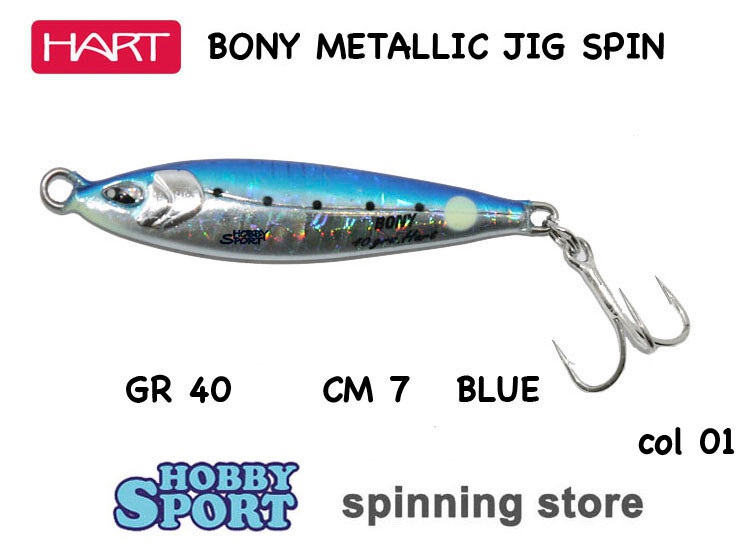HART BONY 40 GR COLORE 01 BLUE SILVER SILVER METAL JIG X SPINNING MARE BARCA