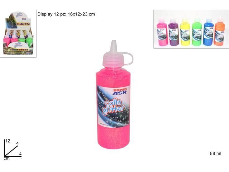 Set 12 Pz Colla Brillantini Glitter Glue Decorativi Scrab Decoupage 68ml dfh