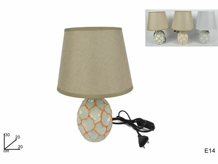 Lume Lampada Abat Jour Comodino Comò 30cm Luce Effetto Pietra Dfh