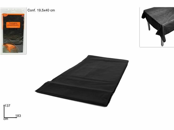 Tovaglia Plastificata Rettangolare Tavolo Tavola 137x183cm Nera dfh