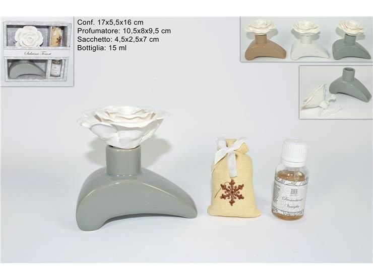 Set Deoambiente Vaniglia 15ml Con Profumatore Ceramica Idea Regalo dfh