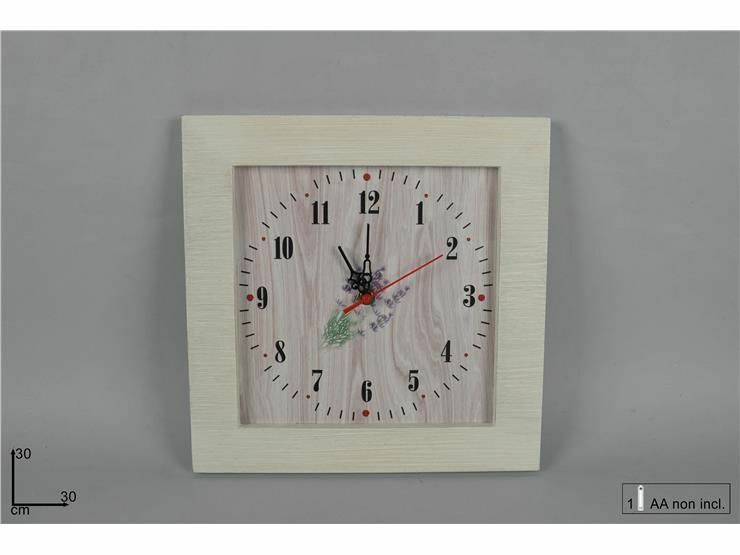 Orologio Da Parete 30cm In Legno Bianco Lavanda dfh