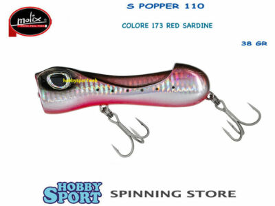 MOLIX S POPPER 110 COL 173 RED SARDINE 38 GR TOP WATER SPINNING MARE BARCA