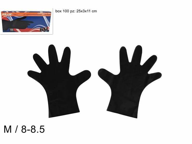 100 Pezzi Guanti Monouso In Tpe Non Sterili Taglia M Colore Nero dfh