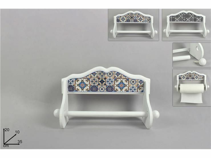 Porta Rotolo Carta Da Cucina Da Parete In Legno Bianco Con Maioliche dfh