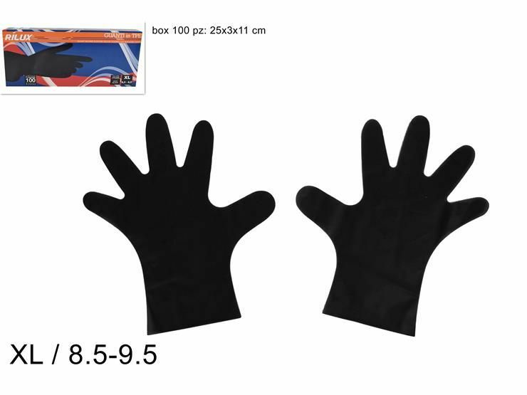 100 Pezzi Guanti Monouso In Tpe Non Sterili Taglia XL Colore Nero dfh
