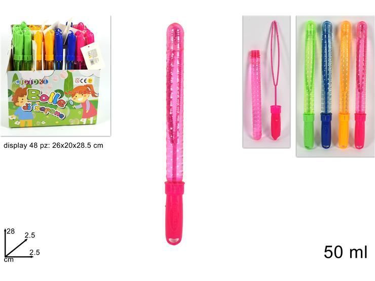 Confezione 48 Pz Bacchetta Bolle Di Sapone 28cm Gioco Divertimento Bambini dfh