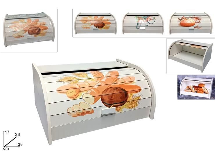 Portapane Pane Crock Con Serrandina Grande Contenitore Legno Shabby dfh