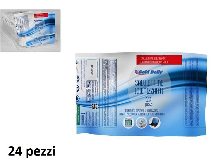 Set 24 Confezioni da 20 Salviette Igienizzanti Multiuso Superfici dfh