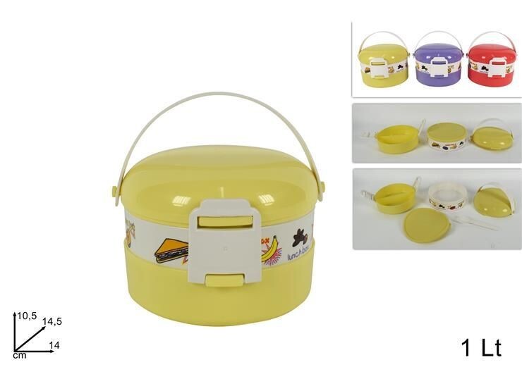 Contenitore Porta Pranzo In Plastica Capacità 1Lt Portavivande Alimenti dfh