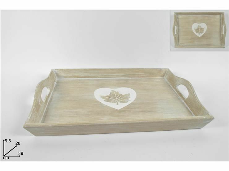 Vassoio 39x28cm In Legno Con Foglia dfh